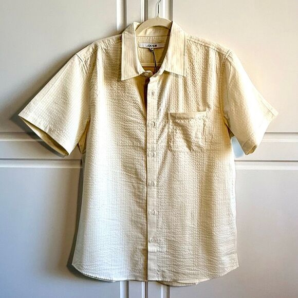 NWT Joe’s cotton short sleeves button up shirt in Ecru color. Size M - Picture 5 of 12